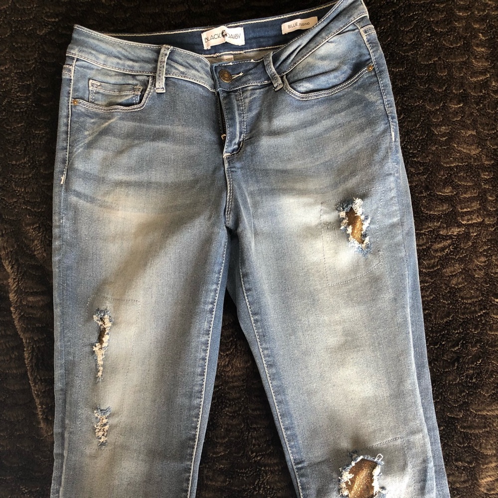 Black daisy jeans